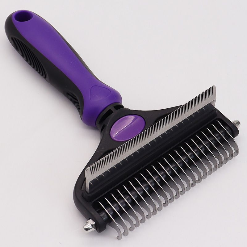 Pet Hair Remover Brush Double-Sided Pet Brush Pet Grooming Tool Dog Brush Cat - Blue - Size Small size -fine teeth 67