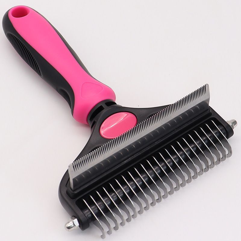 Pet Hair Remover Brush Double-Sided Pet Brush Pet Grooming Tool Dog Brush Cat - Blue - Size Small size -fine teeth 67