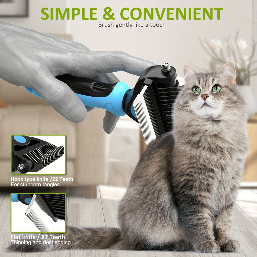 Pet Hair Remover Brush Double-Sided Pet Brush Pet Grooming Tool Dog Brush Cat - Pink - Size Small size -fine teeth 67