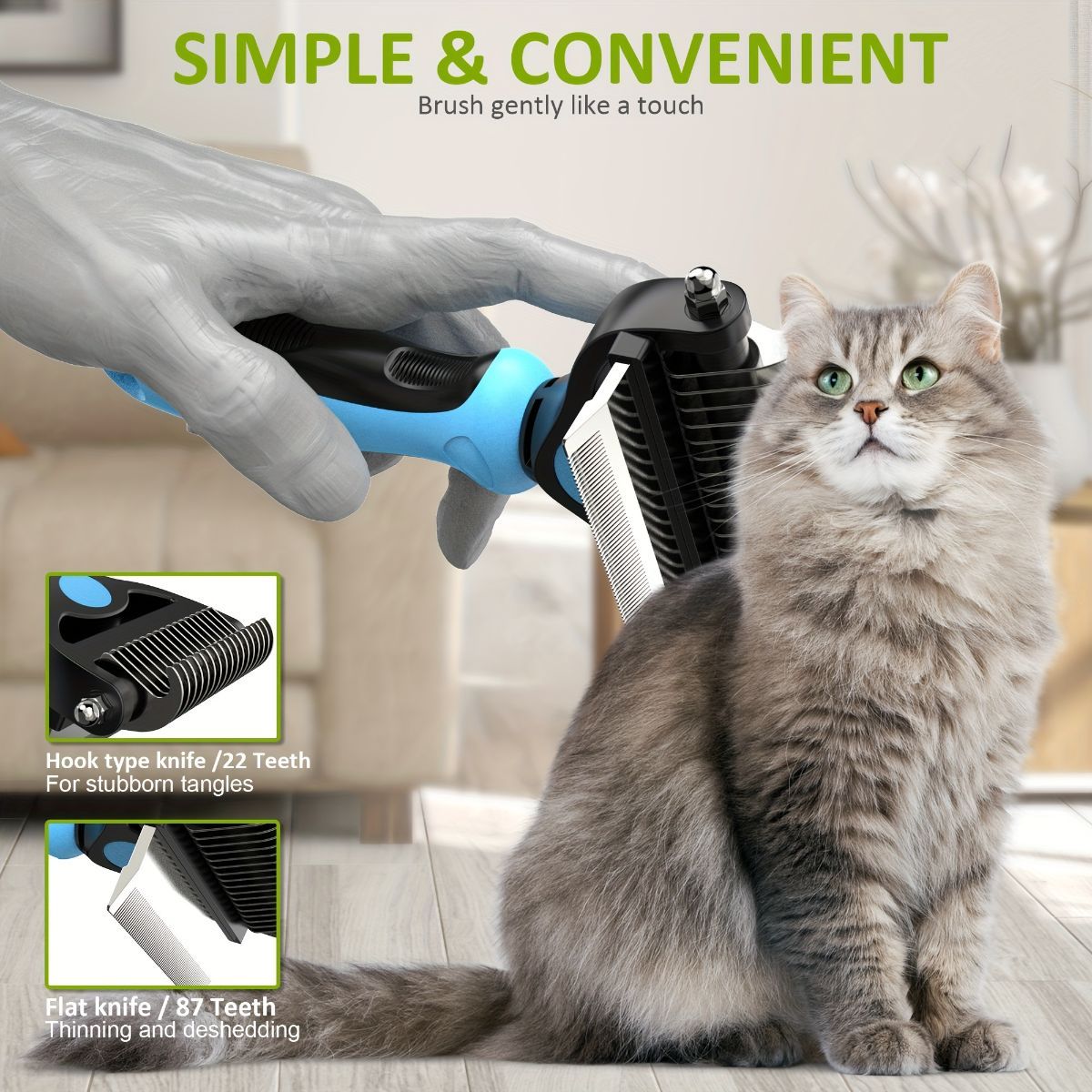 Pet Hair Remover Brush Double-Sided Pet Brush Pet Grooming Tool Dog Brush Cat - Pink - Size Small size -fine teeth 67
