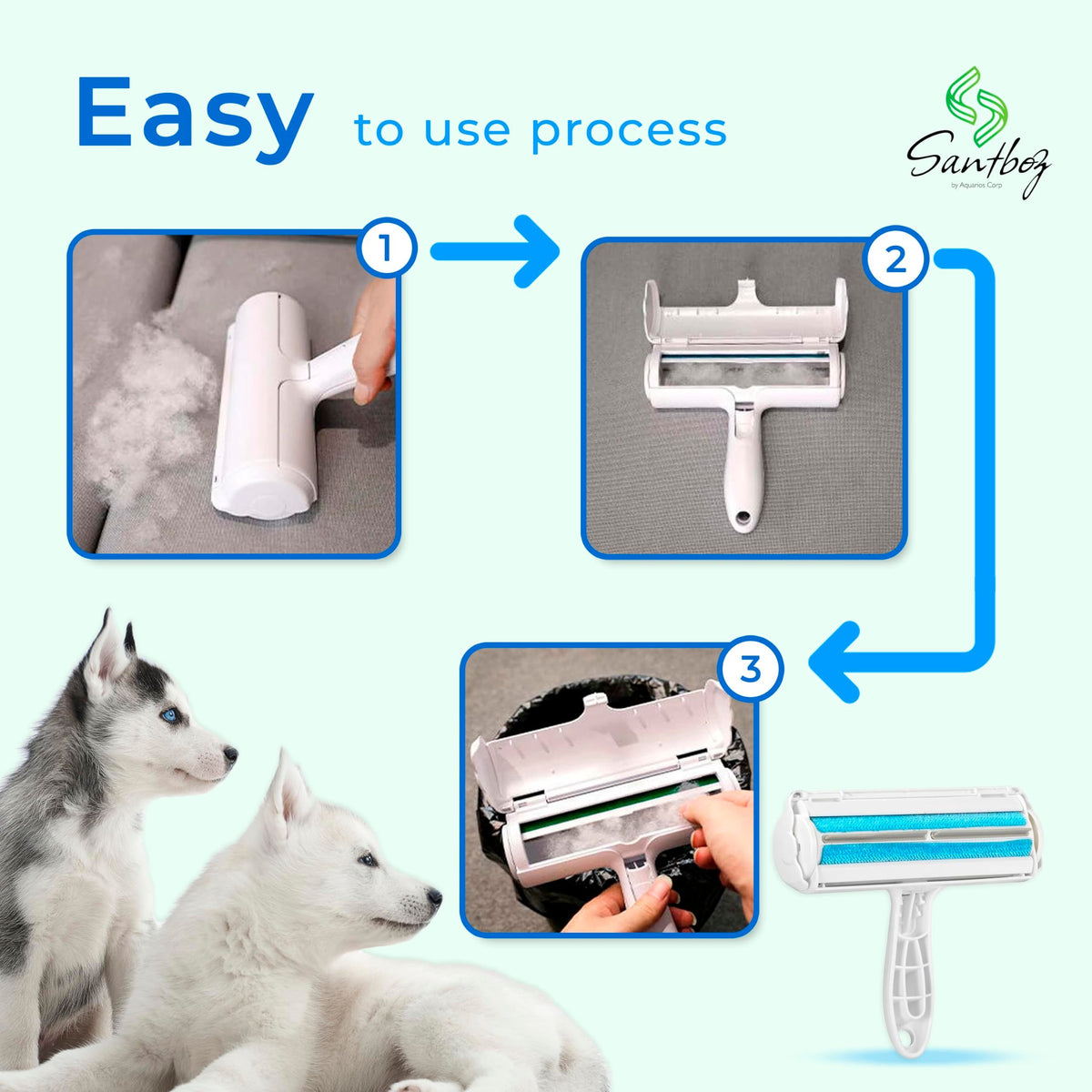 Dog/Cat Hair Remover Roller, Reusable Pet Hair Removal Brush for Dog Cat Animal, Easy to Self Clean, with Pet Hair Remover Blue